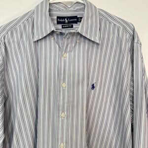 Ralph Lauren Shirt Mens Large 16 Classic Fit Long Sleeve Striped Button‎ Down